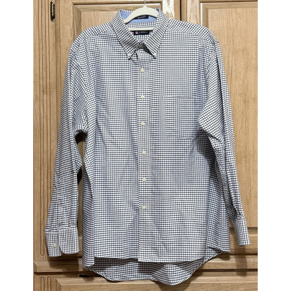 Chaps Blue Check Classic Fit Oxford Button Down Pocket Dress Shirt Size XL